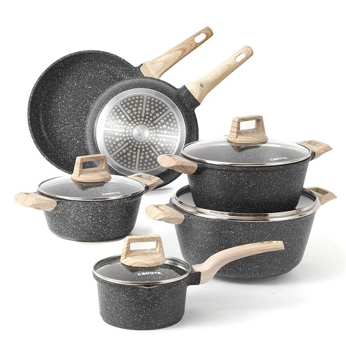 Carote Nonstick Granite Cookware Sets 10 Pcs Stone Cookware Set